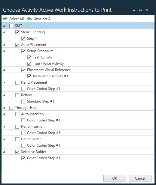 Choose Activity Active Work Instructions to Print