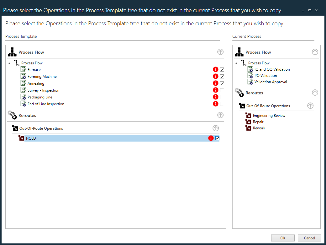 Select Operations dialog