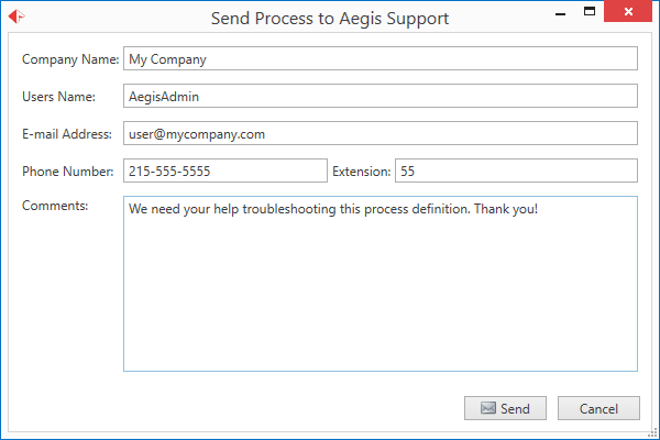 Send Process to Aegis dialog