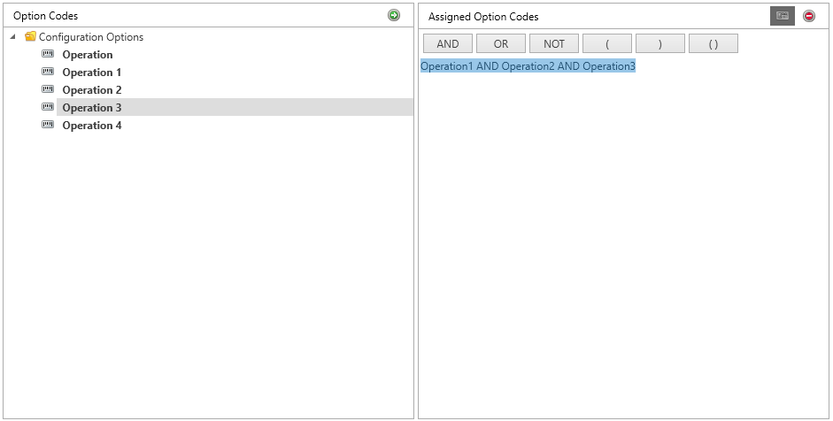 Logical expressions for option codes